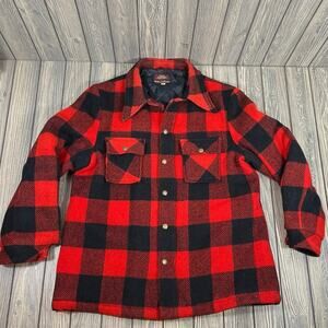 Paul Bunyan William Barry Wool Flannel Jacket Buffalo Plaid Lined Vtg Sz L Heavy